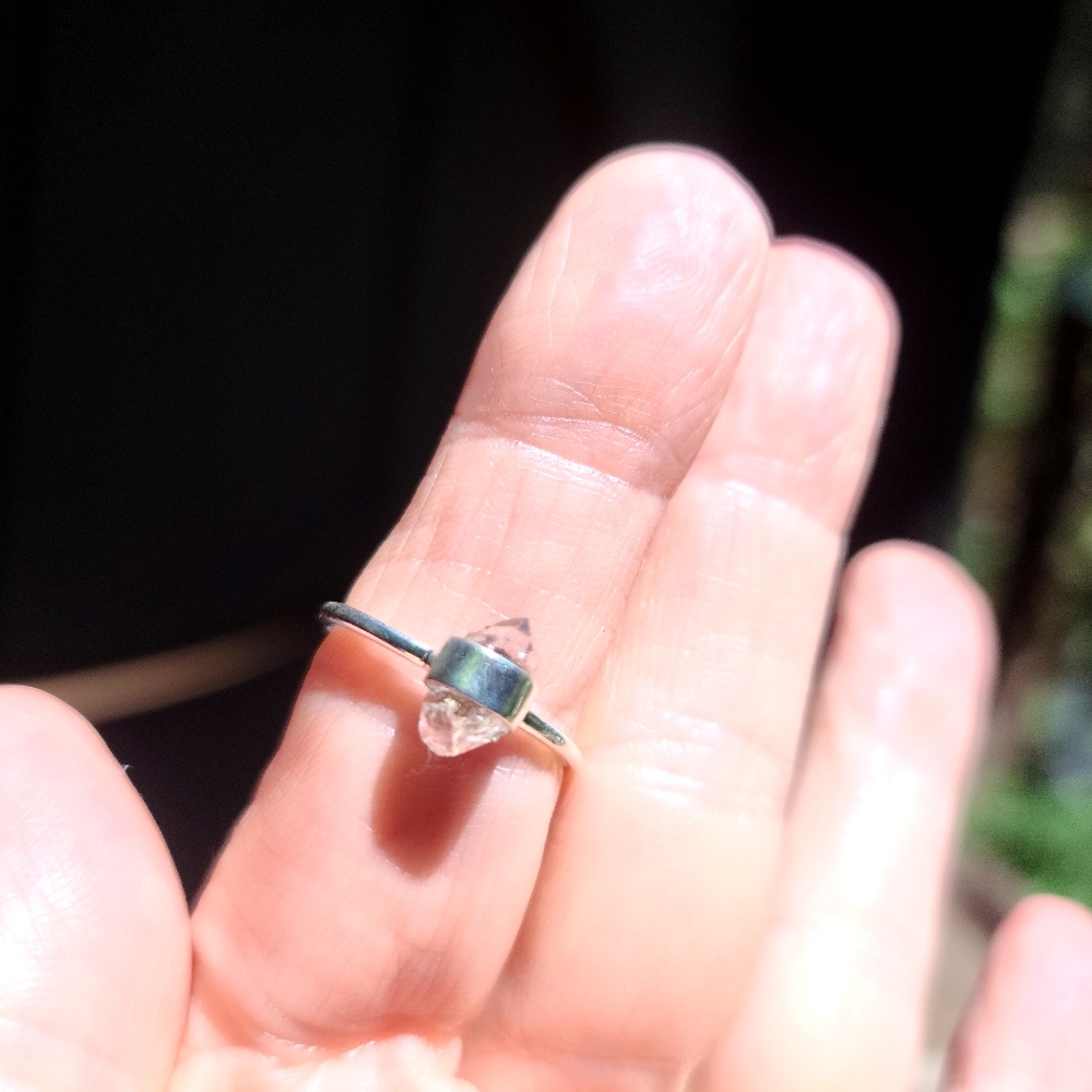 1karat Herkimer diamond sterling ring sz6.75 - Picture 3 of 9